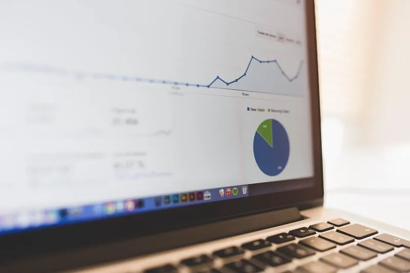 Financial dashboards on a screen